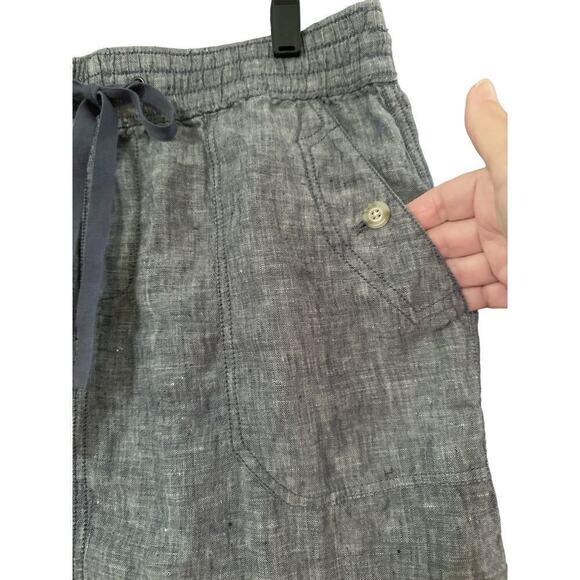 Lord & Taylor Women's Drawstring Waistband Soft Linen Mini Skirt Size 8 Blue - Picture 4 of 6